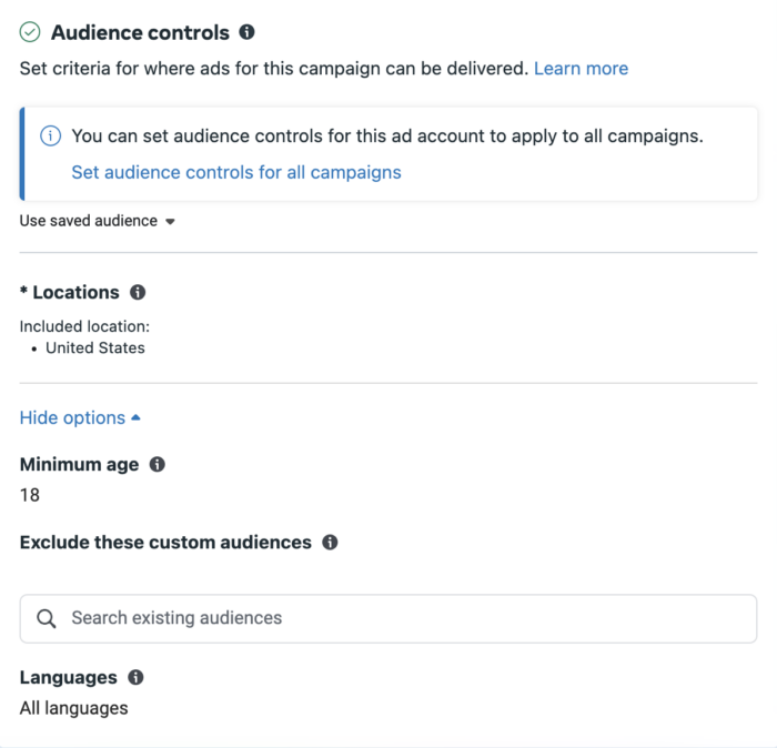 Advantages + Audience Control
